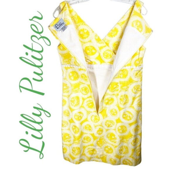 LILLY PULITZER Vintage 100% Cotton Macfarlane Cat Sun Print Sleeveless Sheath, 6 - Picture 3 of 10